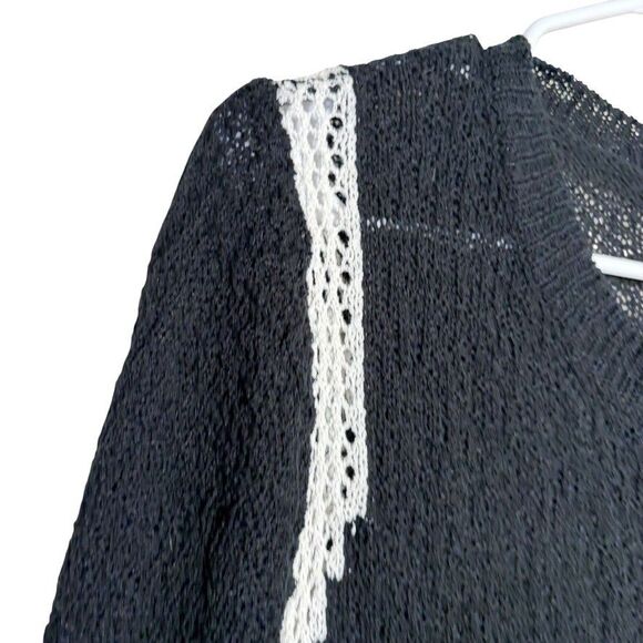 Ive Dress Women's XS Open Knit Sheer Black White Sweater Round Neck - Picture 5 of 9